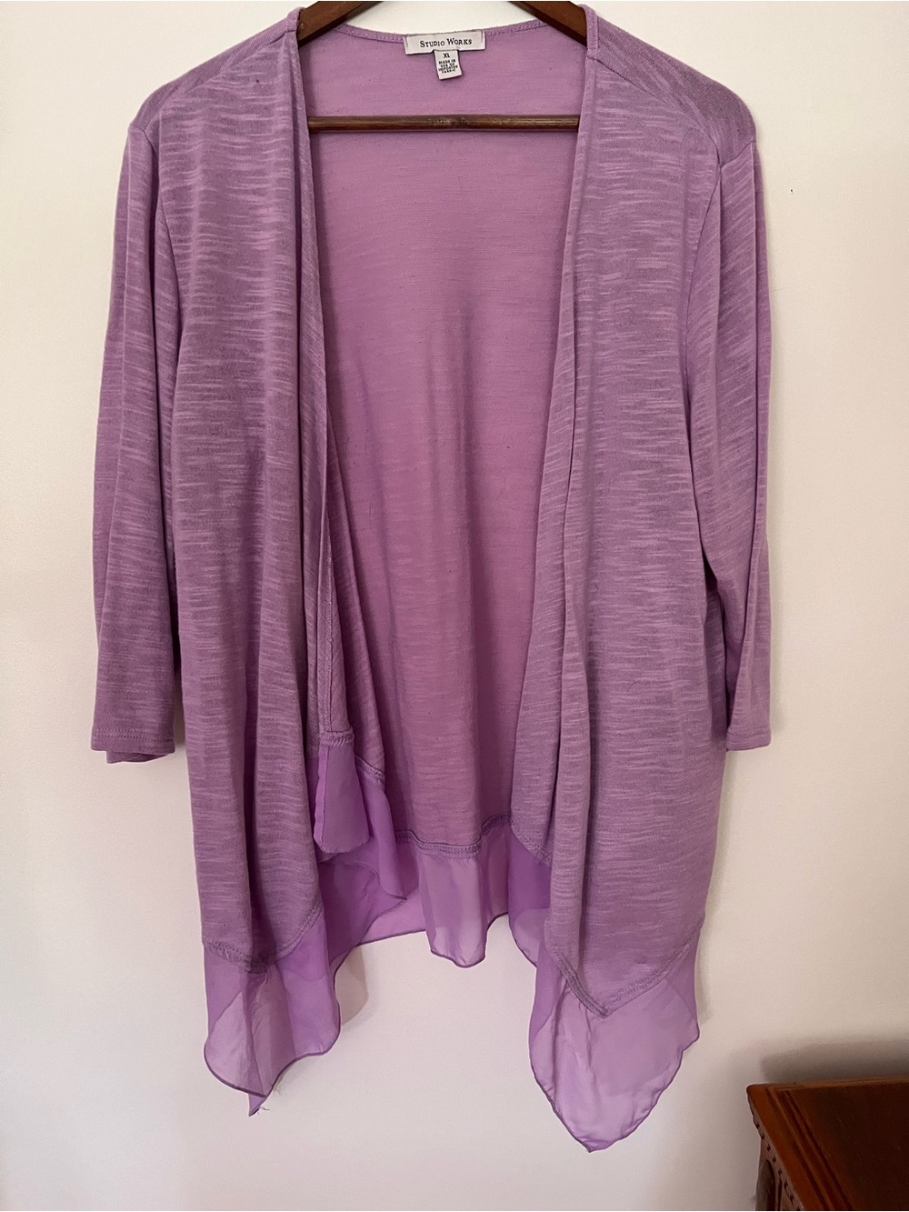 Studio Works Lavender Open-Front Lightweight Cardigan